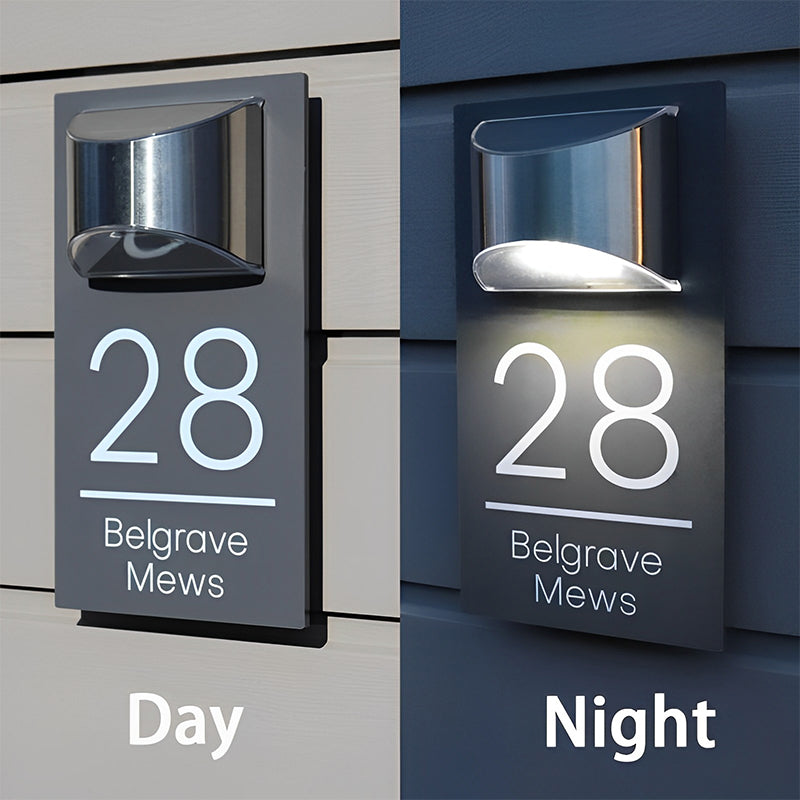 Modern Solar Light LED House Signs Plaques Door Numbers - Personalized Address and Number Door Plates and Signs With Solar - Solar House Sign