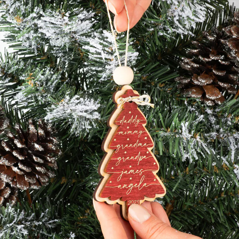 Family Christmas Ornament, Christmas Tree Ornament with Family Names, Christmas Tree Name Ornament 2023, Personalized Family Name Ornament