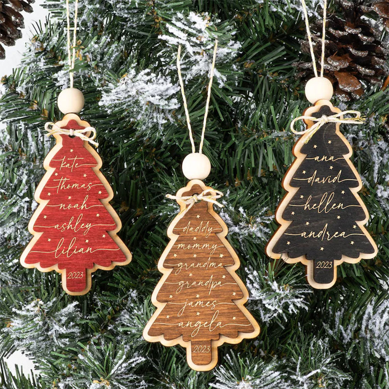 Family Christmas Ornament, Christmas Tree Ornament with Family Names, Christmas Tree Name Ornament 2023, Personalized Family Name Ornament
