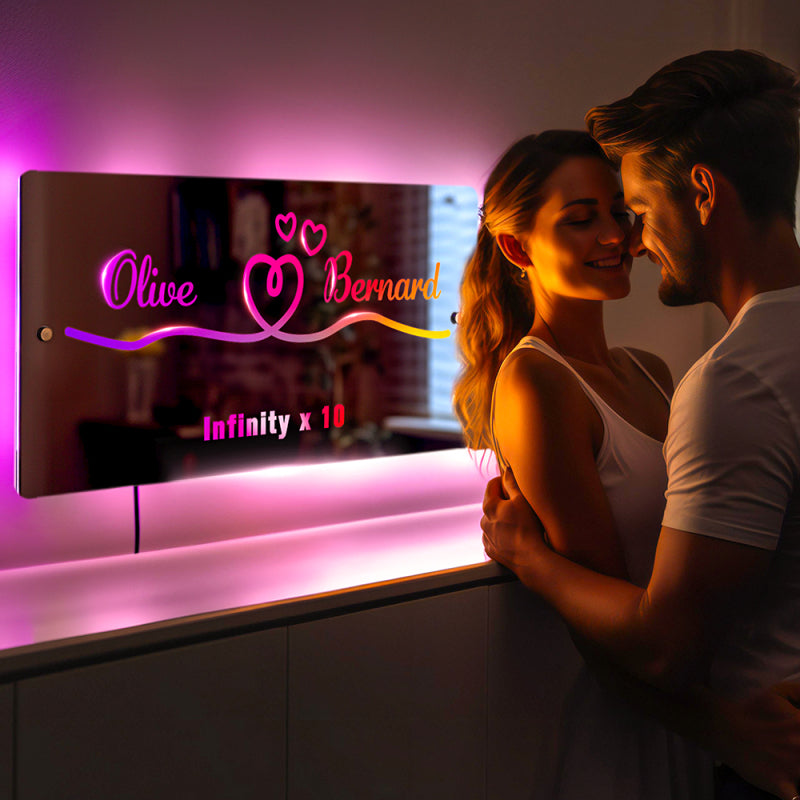 Custom Mirror Night Light Anniversary Gifts for Lover Special Gift