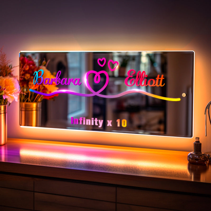 Custom Mirror Night Light Anniversary Gifts for Lover Special Gift