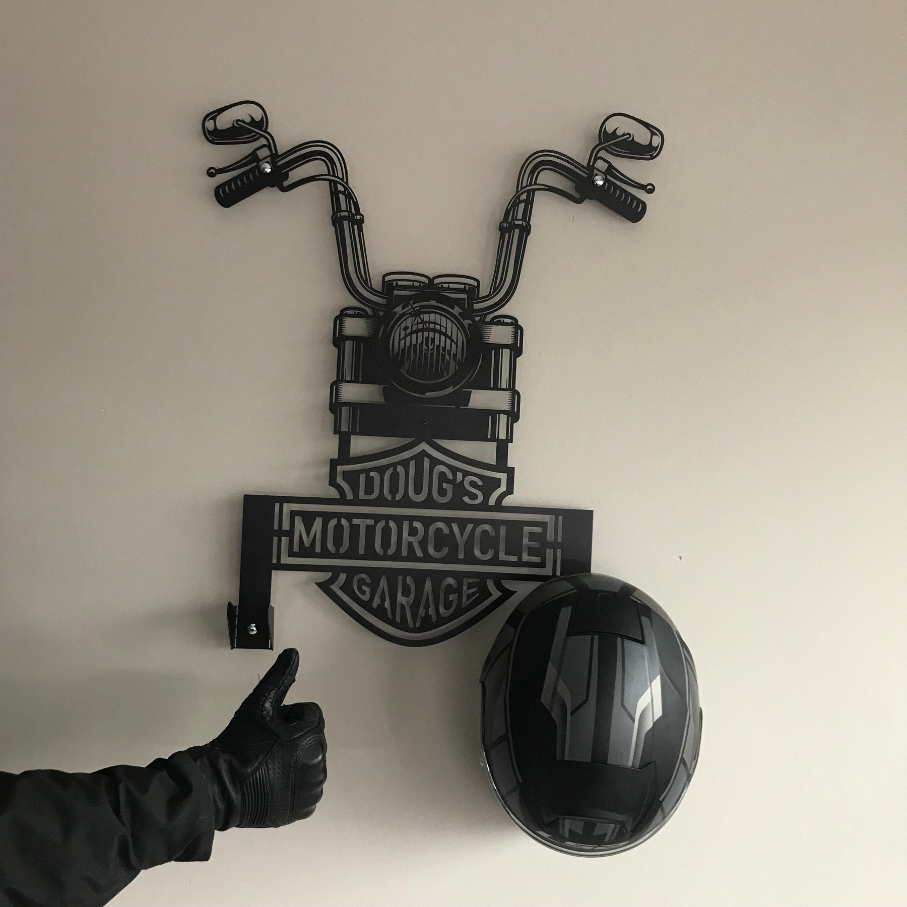 Personalized Motorcycle Helmet Holder - Helmet Rack - Helmet Hanger Hook - Motorcycle Helmet and Jacket Holder Wall Mount