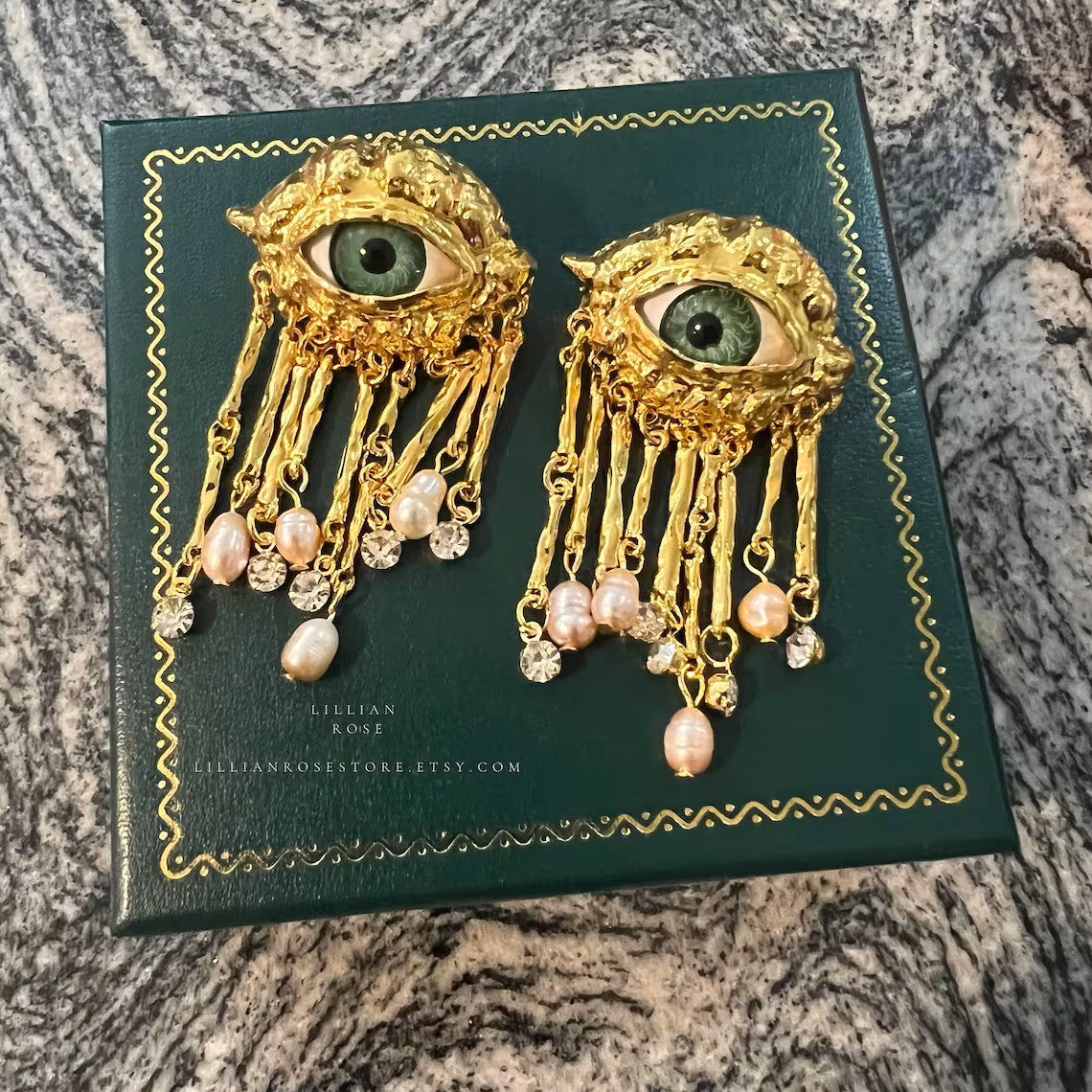 Victoria Earrings, Women's Vintage Eye Earrings, Baroque Style Simulated Pearl Tassel Jewelry, Clips and Studs