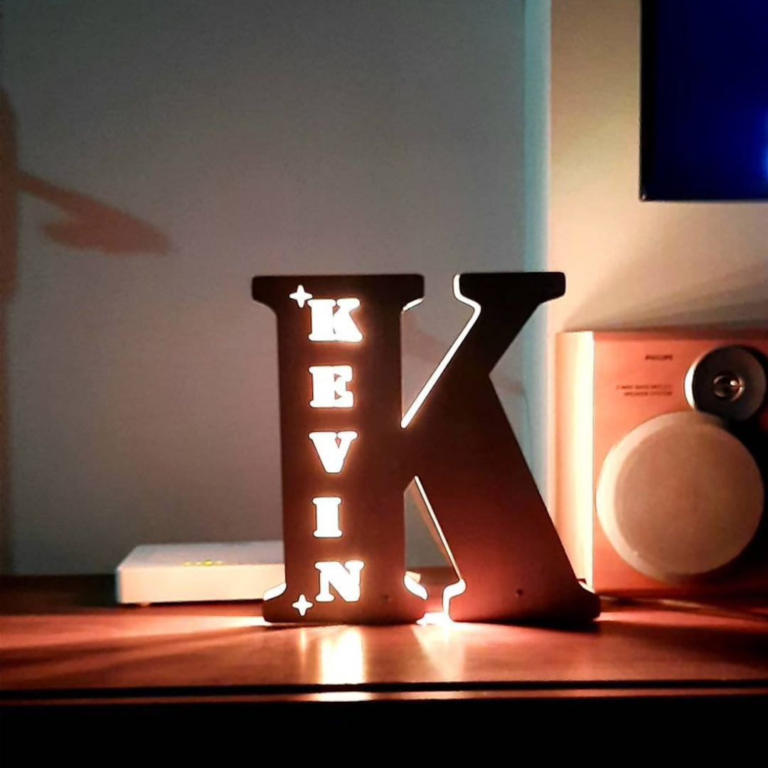Custom Initial Letter Wooden Night Light