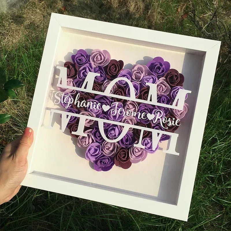 Personalized Mom Flower Shadow Box With Name For Mother's Day - Flower Shadow Box
