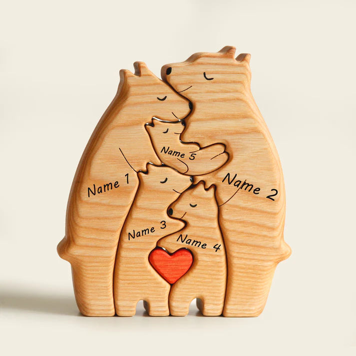 Personalized Wooden Bears Family Puzzle Decor – Wooden Bear Family Puzzle – Bear Family Puzzle – Bear Wooden Puzzle