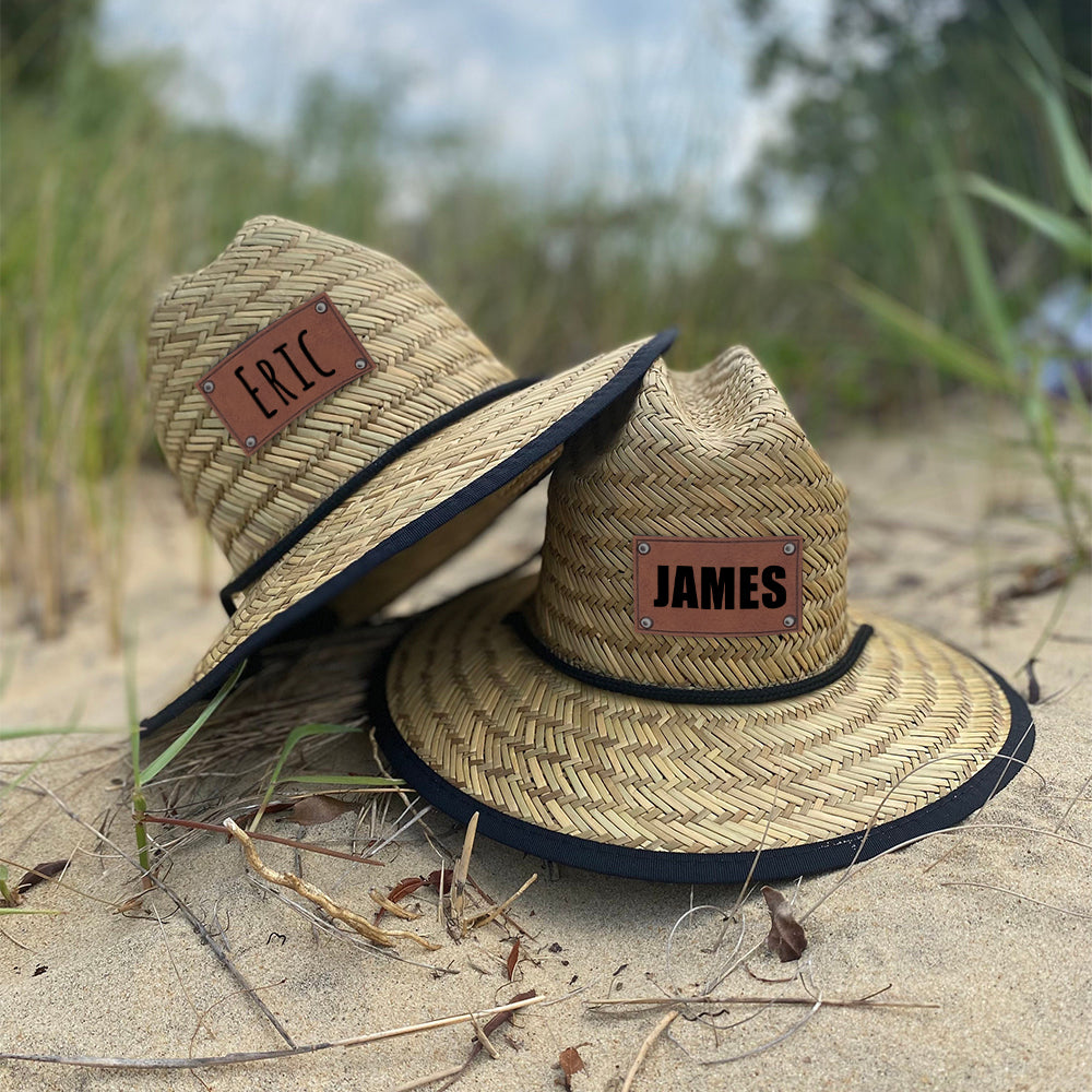Personalized Summer Leather Patch Straw Hat for Comfort & Unique