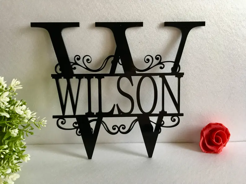 Split Letter Wall Monogram Sign Front Door Wreath Hanger Personalized Garden Metal Family Last Name Outdoor Initial Wedding Gifts
