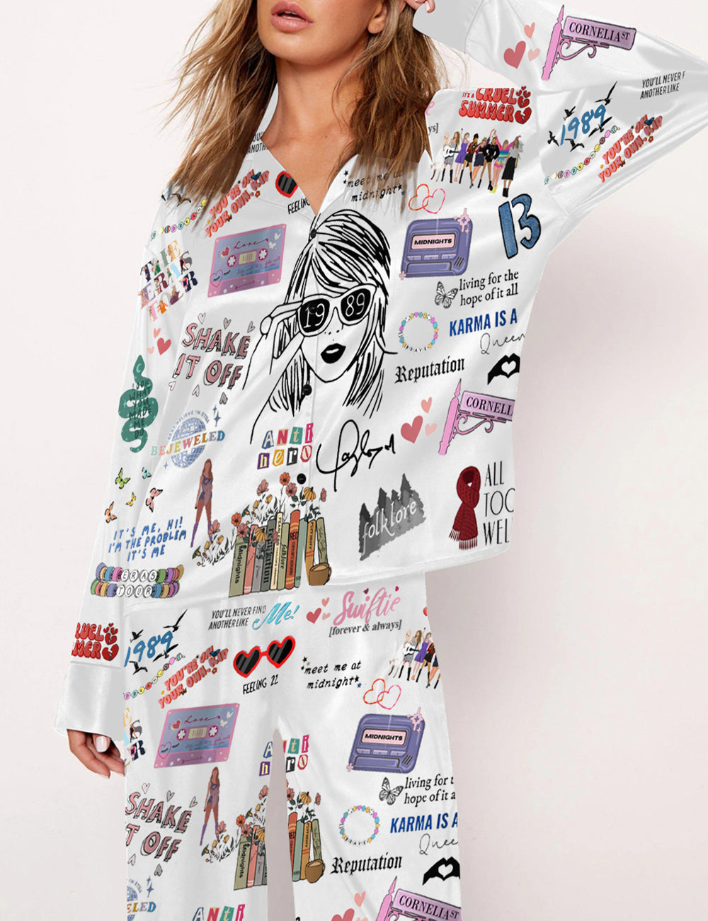Swiftie White Pajamas - Pajamas Taylor Swift For Fan Gifts - Taylor Swift Pajama For Women