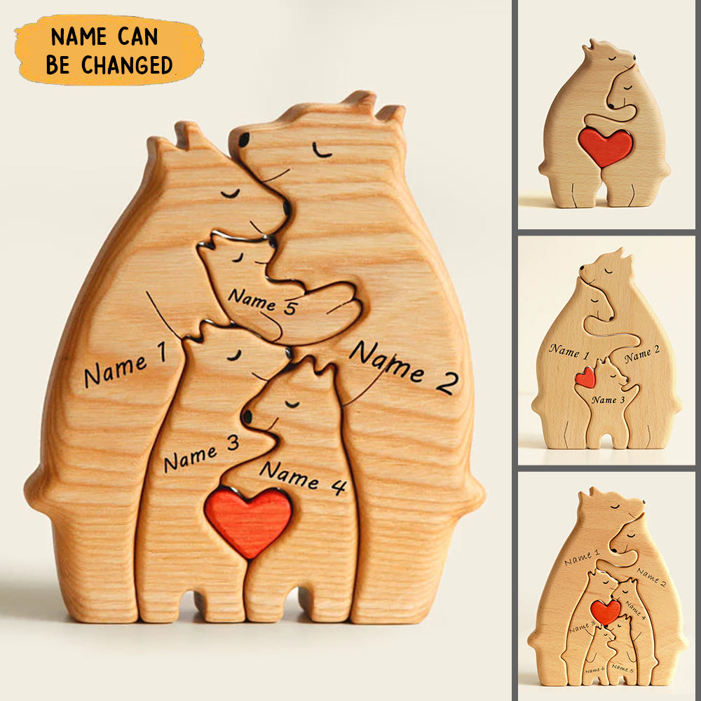 Personalized Wooden Bears Family Puzzle Decor – Wooden Bear Family Puzzle – Bear Family Puzzle – Bear Wooden Puzzle