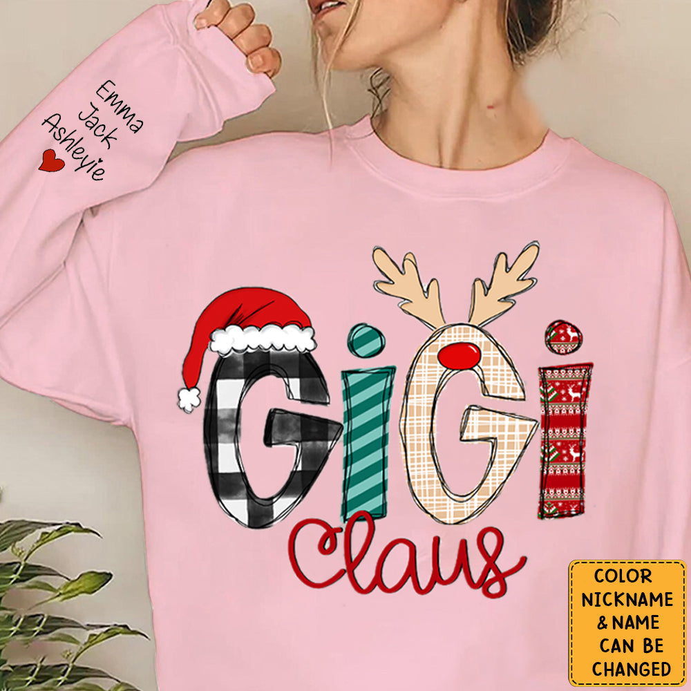 Personalized 2023 Christmas Gigi Nana Grandma Claus Sweatshirt，Grandma Sweatshirt,  Christmas Custom Gigi And Grandkids Sweatshirt