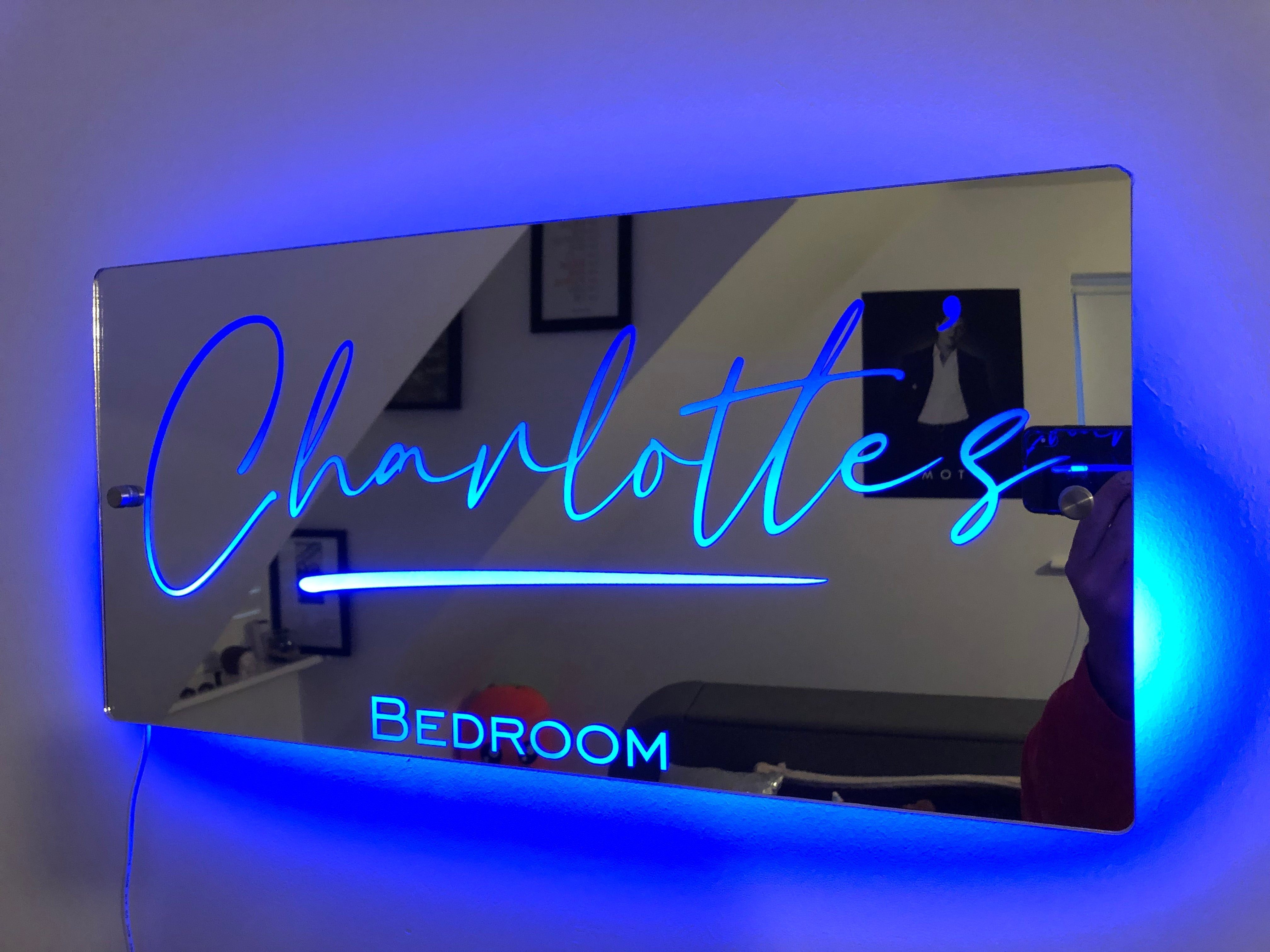 Personalised Name Mirror Sign – Light Up Mirror – Led Sign Custom Mirror - Remote Control