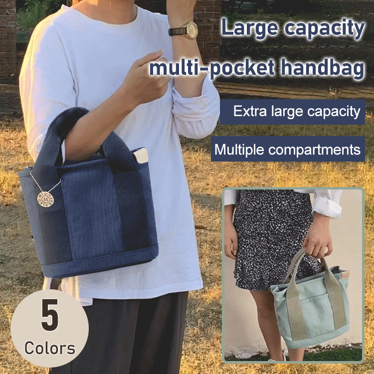 Large capacity multi-pocket handbag