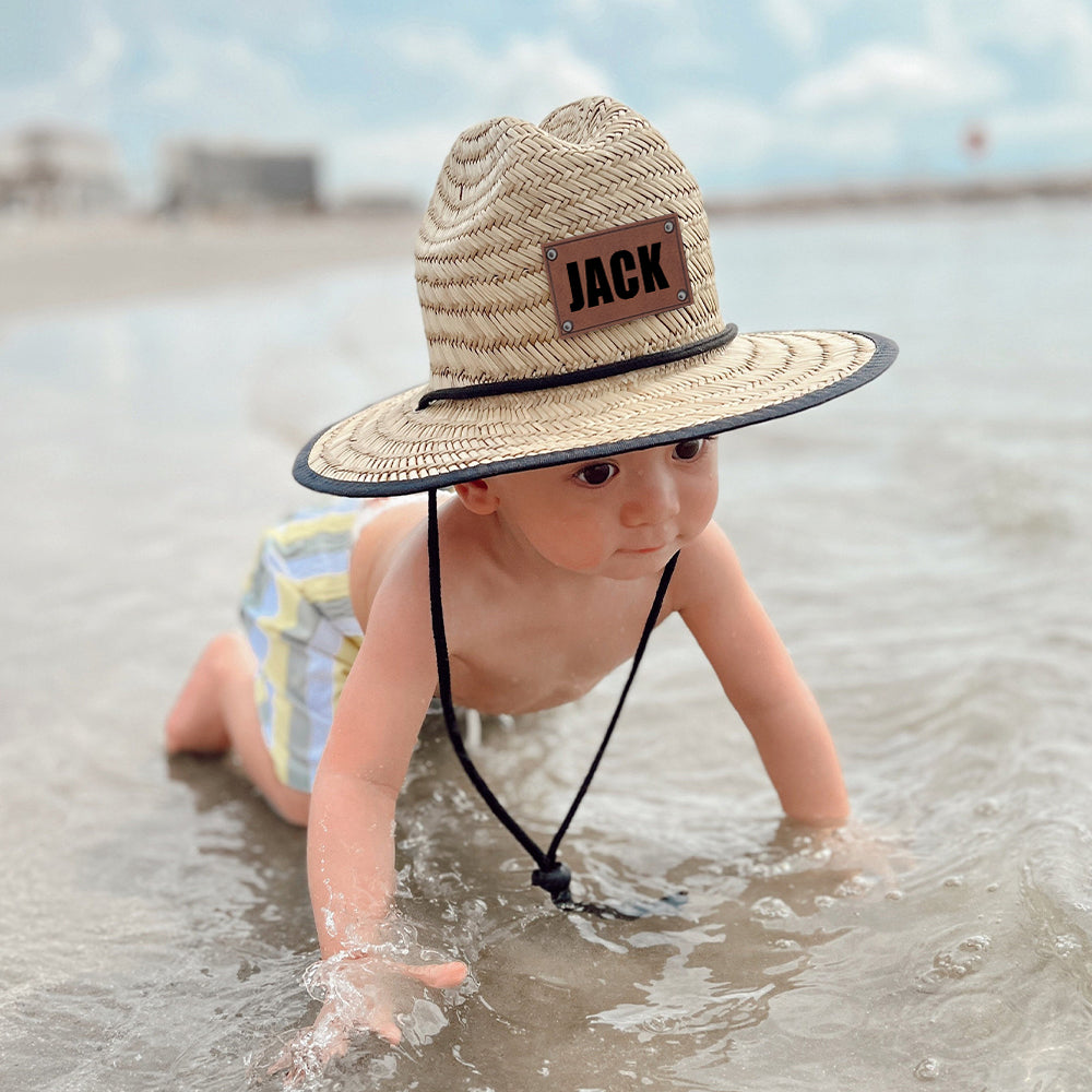 Personalized Summer Leather Patch Straw Hat for Comfort & Unique