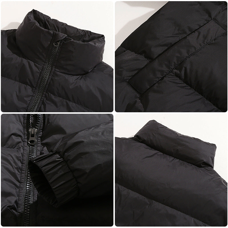 [Warm Winter Series]Linear Chain Down Jacket In Solid Color - Men's Puffer Jackets & Coats -  Hooded Thickened Windproof Down Jacket