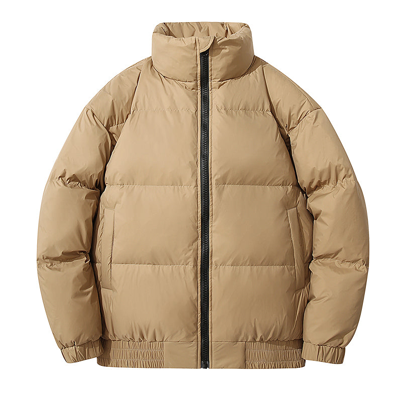 [Warm Winter Series]Linear Chain Down Jacket In Solid Color - Men's Puffer Jackets & Coats -  Hooded Thickened Windproof Down Jacket