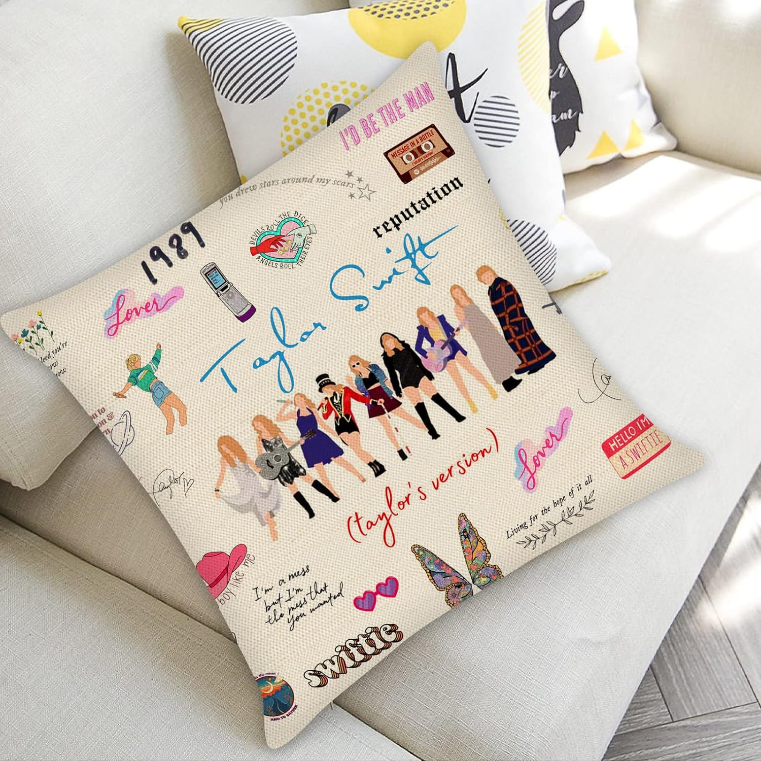 2024 Taylor Swift Pillow -  18x18 pillow cover singer fan music lover song album gift decoration square cushion cover - Taylor Swift Throw Pillow