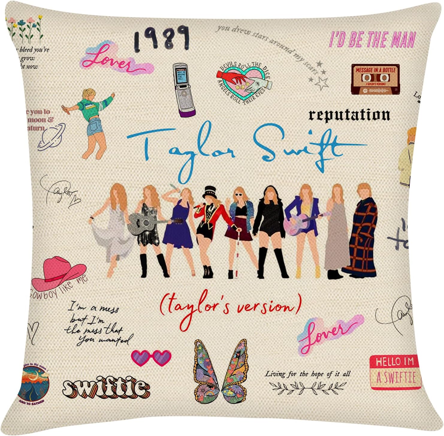 2024 Taylor Swift Pillow -  18x18 pillow cover singer fan music lover song album gift decoration square cushion cover - Taylor Swift Throw Pillow