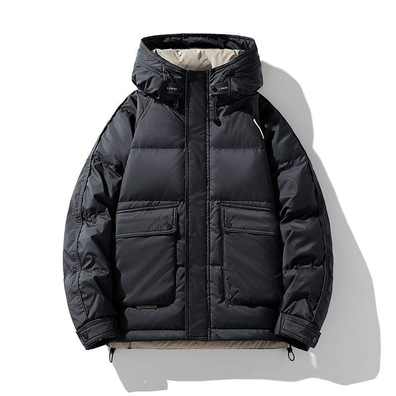 [Warm Winter Series]Loose Down Jacket With Hood -Men Lightweight Down Jacket