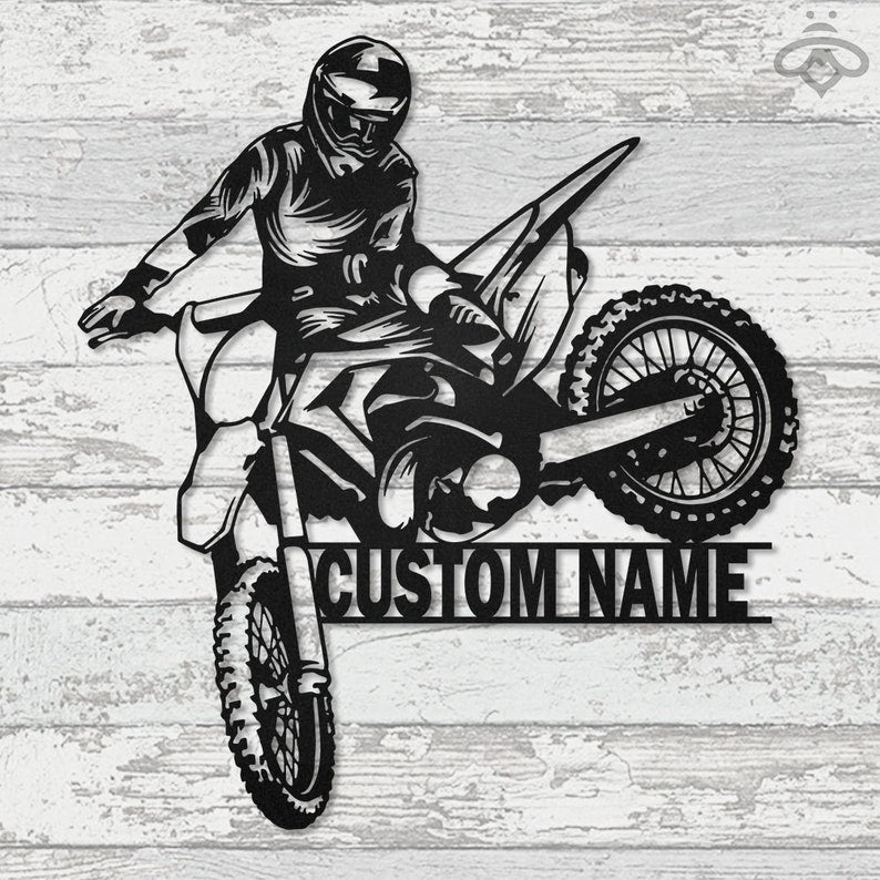 Custom Biker Metal Wall Art-Personalized Dirt Bike Name Sign Decoration For Room