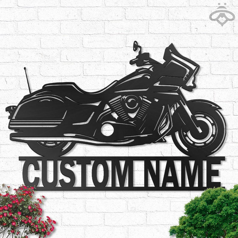 Custom Victory Bikes Metal Wall Art-Personalized Motorcycle Garage Name Sign