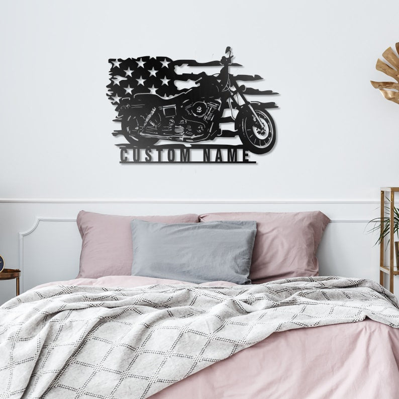 Custom Heritage Softisl Motorcycle Metal Wall Art-Personalized Motorcycle Garage Name Sign