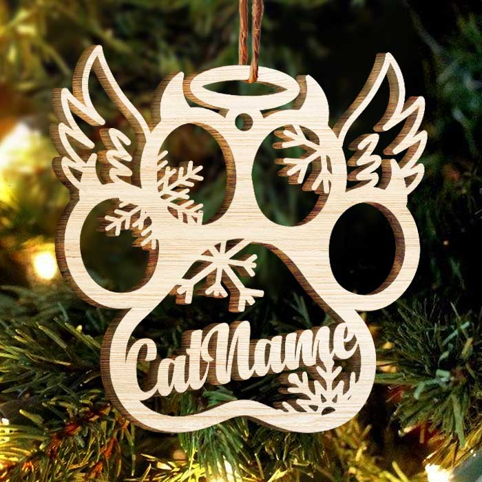 Christmas is Coming! Personalized Custom Paw Shaped Wood Christmas Ornament (Dog, Cat & Angel Wings) - Customized Decoration Gift
