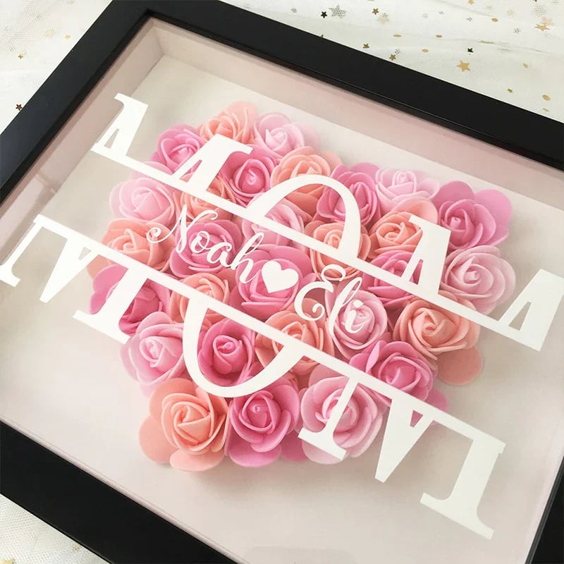 Personalized Mom Flower Shadow Box With Name For Mother's Day - Flower Shadow Box