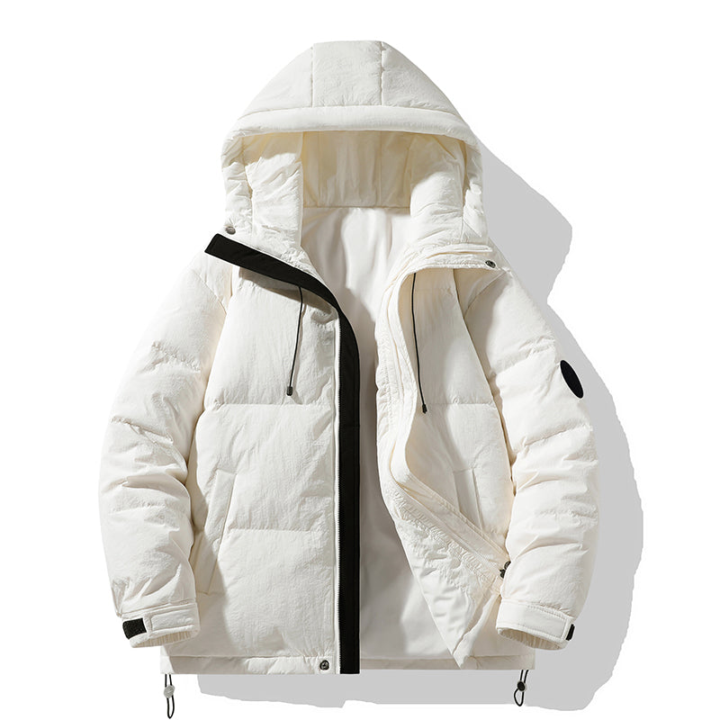 Thickened And Warm Autumn And Winter Hooded Coat - Down Jacket With Drawstring And Light Effect
