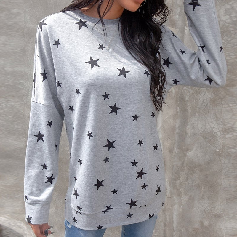 Buy 3 get free shipping-Oversized Long Sleeve Star T-Shirt
