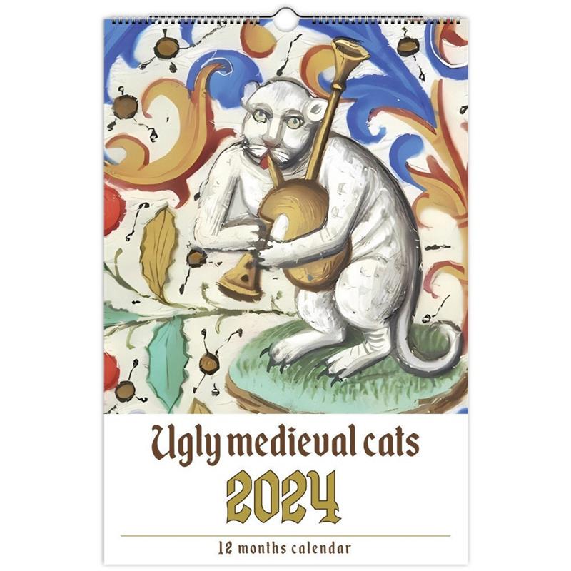 Cat  Advent Calendar--Weird Medieval Cats Calendar 2024 - Cat Treat Advent Calendar - Advent Calendar for Cats