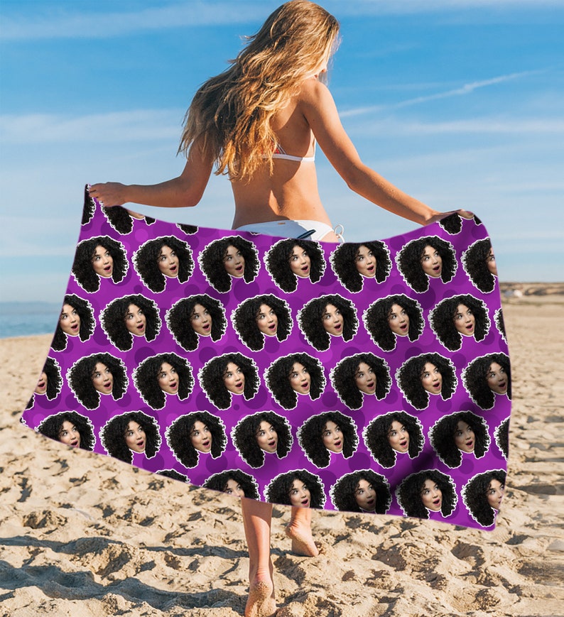 Custom Photo Face Beach Towel, Personalized Gift Idea, Funny Selfie Gift