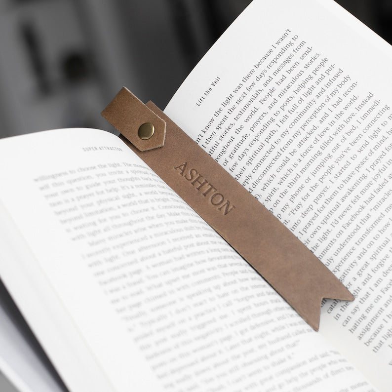 Monochrome Bookmark. Personalized Leather Bookmark. Monogrammed Bookmark. Leather Bookmark. Monochrome Leather Bookmark. Custom Bookmark.