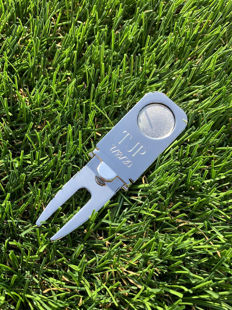 Personalized Golf Divot Tool with Cigar Holder, Ball Marker, Golfer, Cigar Aficionado, Fathers Day, Guys Weekend, Retirement, Engraved