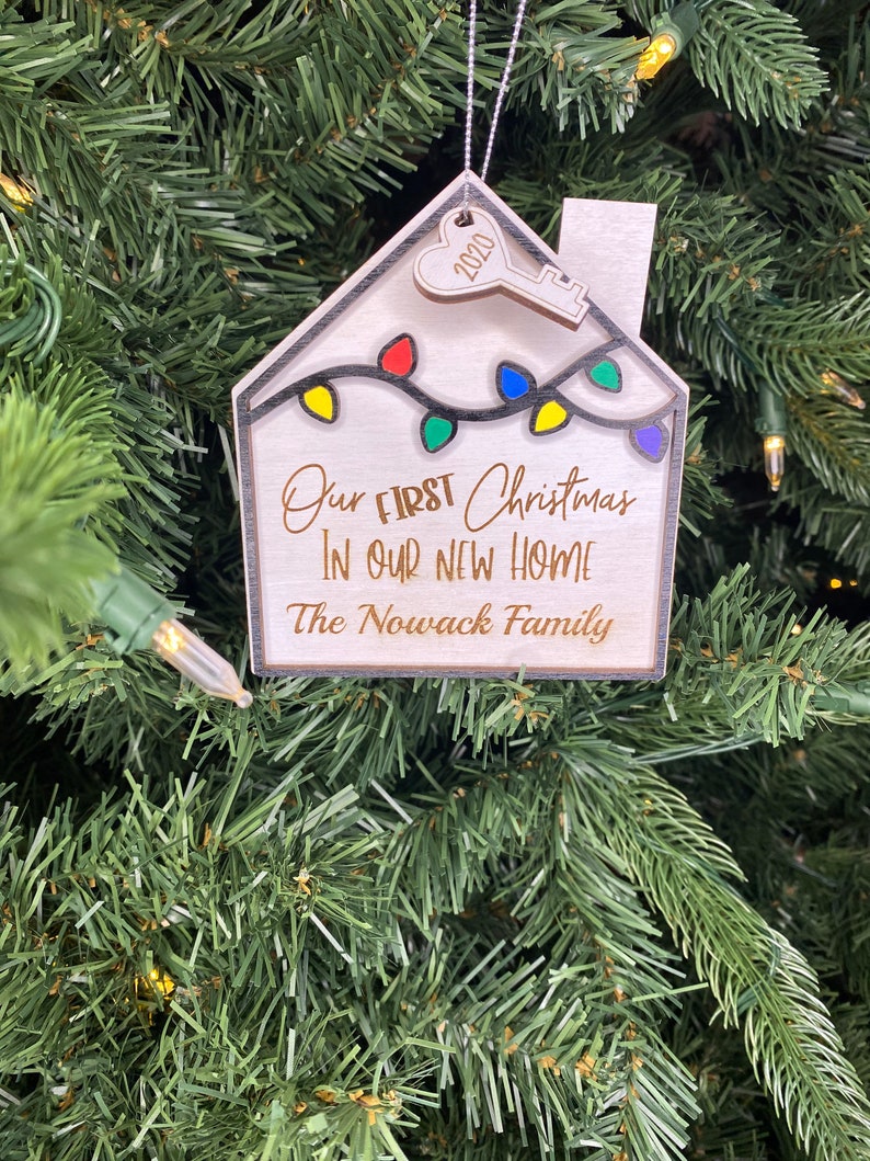 First Christmas in a new home ornament personalized and dated  2022 , 2021, 2020