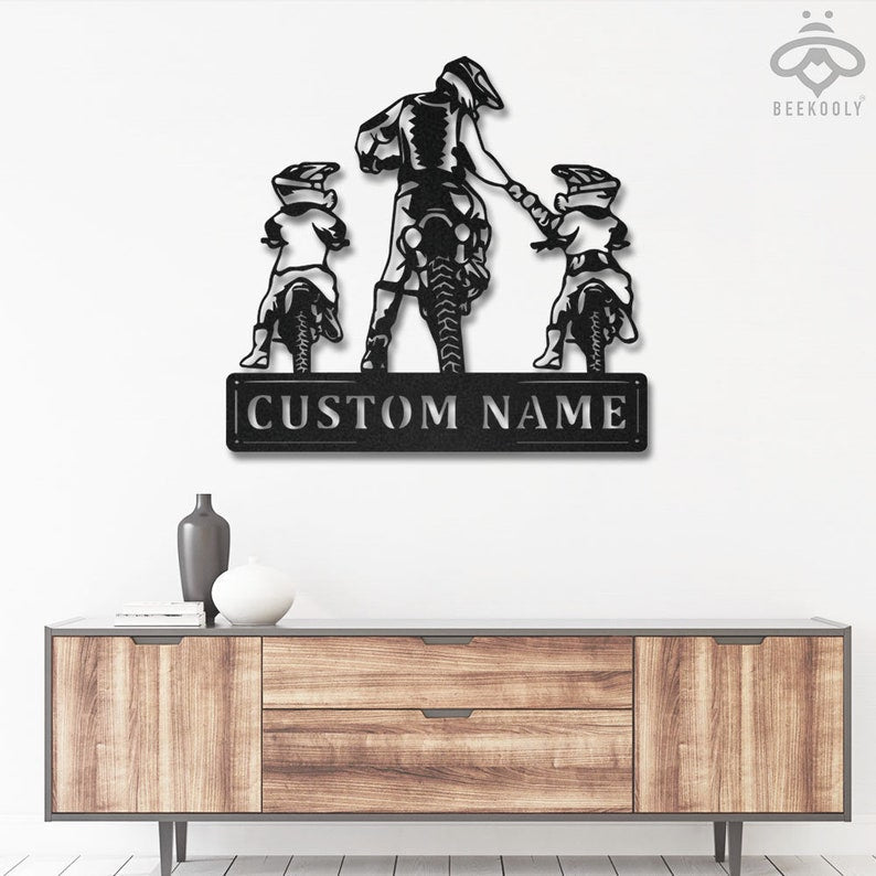 Personalized Motocross Riding Partner Dad and Son Metal Wall Art Sign