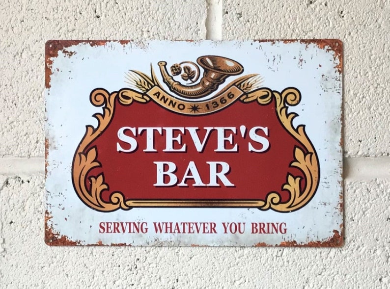 Personalised Bar Sign, Stella Artois, Home Bar, Pub, Man Cave, Shed, Garage, Personalised Aluminium Metal Sign