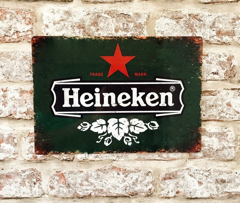 Heineken Lager Beer Sign, Home Bar, Pub, Man Cave Metal Wall Sign