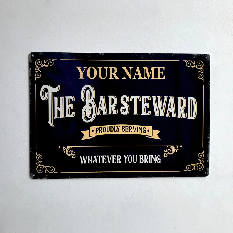 Bar Signs, The Bar Steward Funny Home Bar, Pub, Man Cave, Shed, Garage, Personalised Aluminium Metal Sign