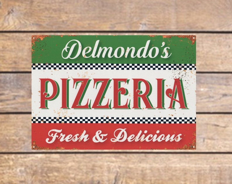 Personalised Pizzeria Sign, Pizza Kitchen, Wall Art, Kitchen Decor, Custom Metal Sign