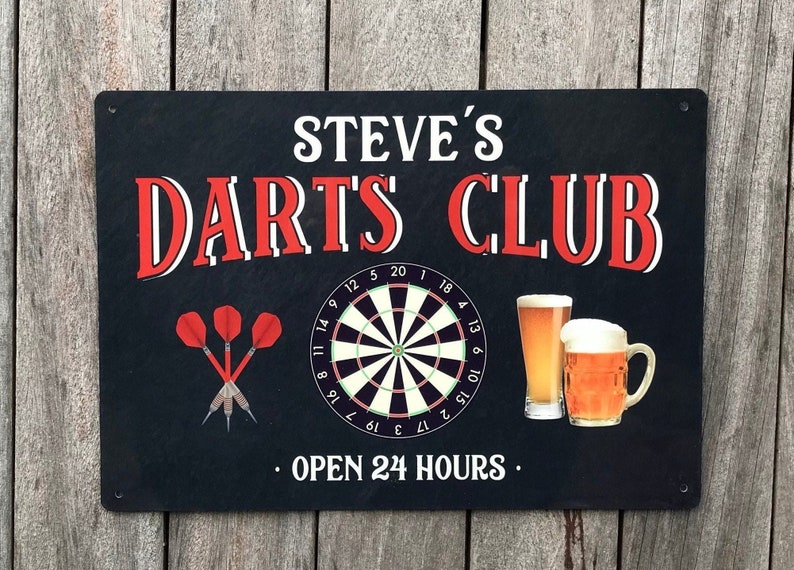 Darts Club Sign Personalised, Home Bar, Pub, Man Cave, Shed, Garage, Aluminium Metal Sign