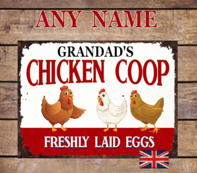 Chicken Coop Sign Personalised, Indoor Outdoor Custom Metal Sign, Home, Farm, Hen Hut