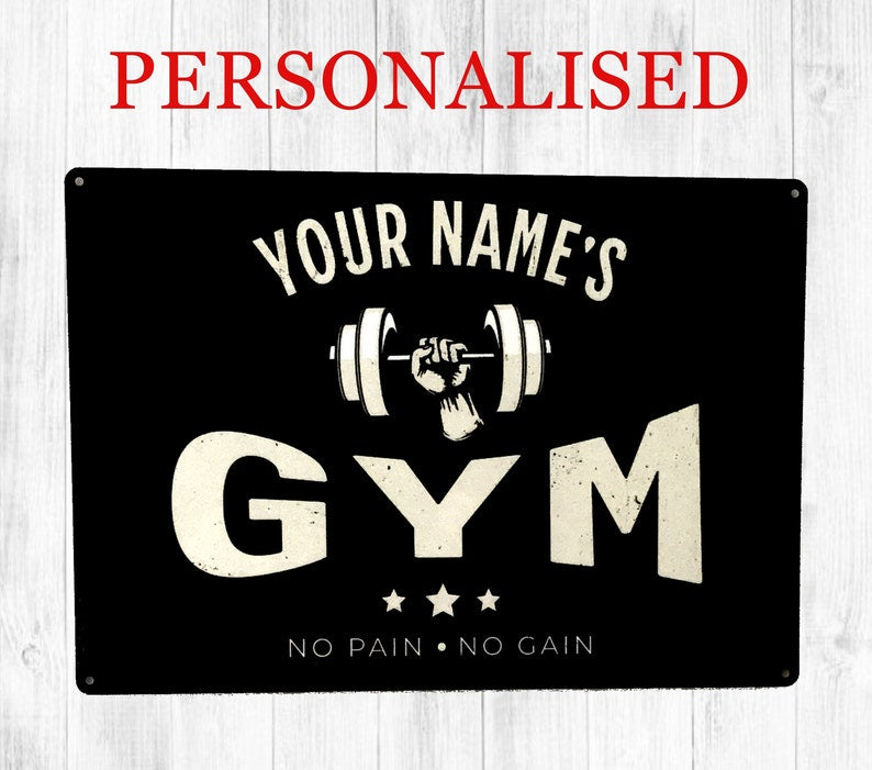 Gym Sign Personalised Metal Home Gym Sign, Wall Sign, Personalised Gift