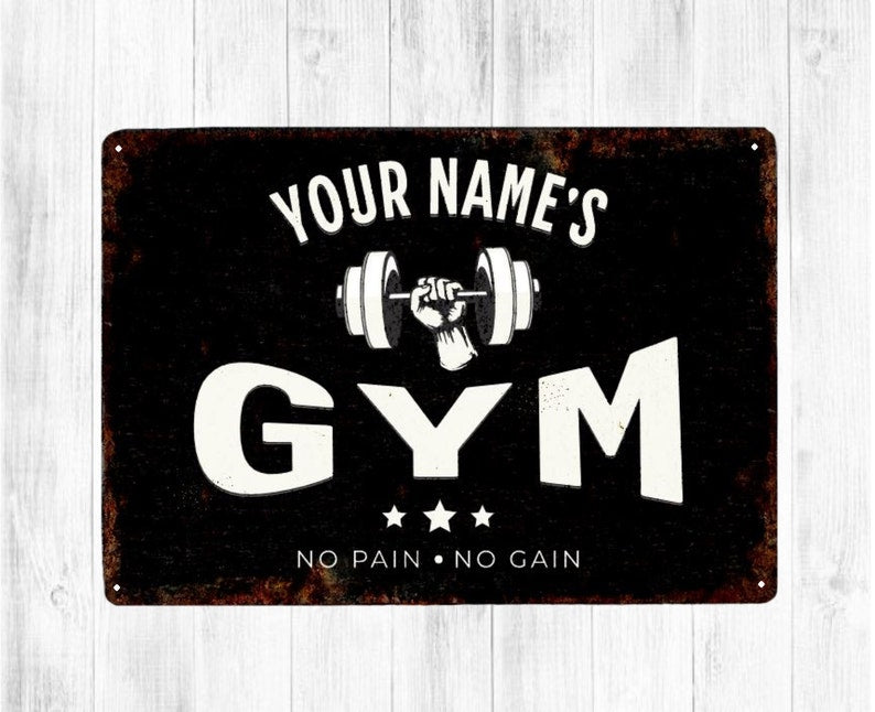 Gym Sign Personalised Metal Home Gym Sign, Wall Sign, Personalised Gift