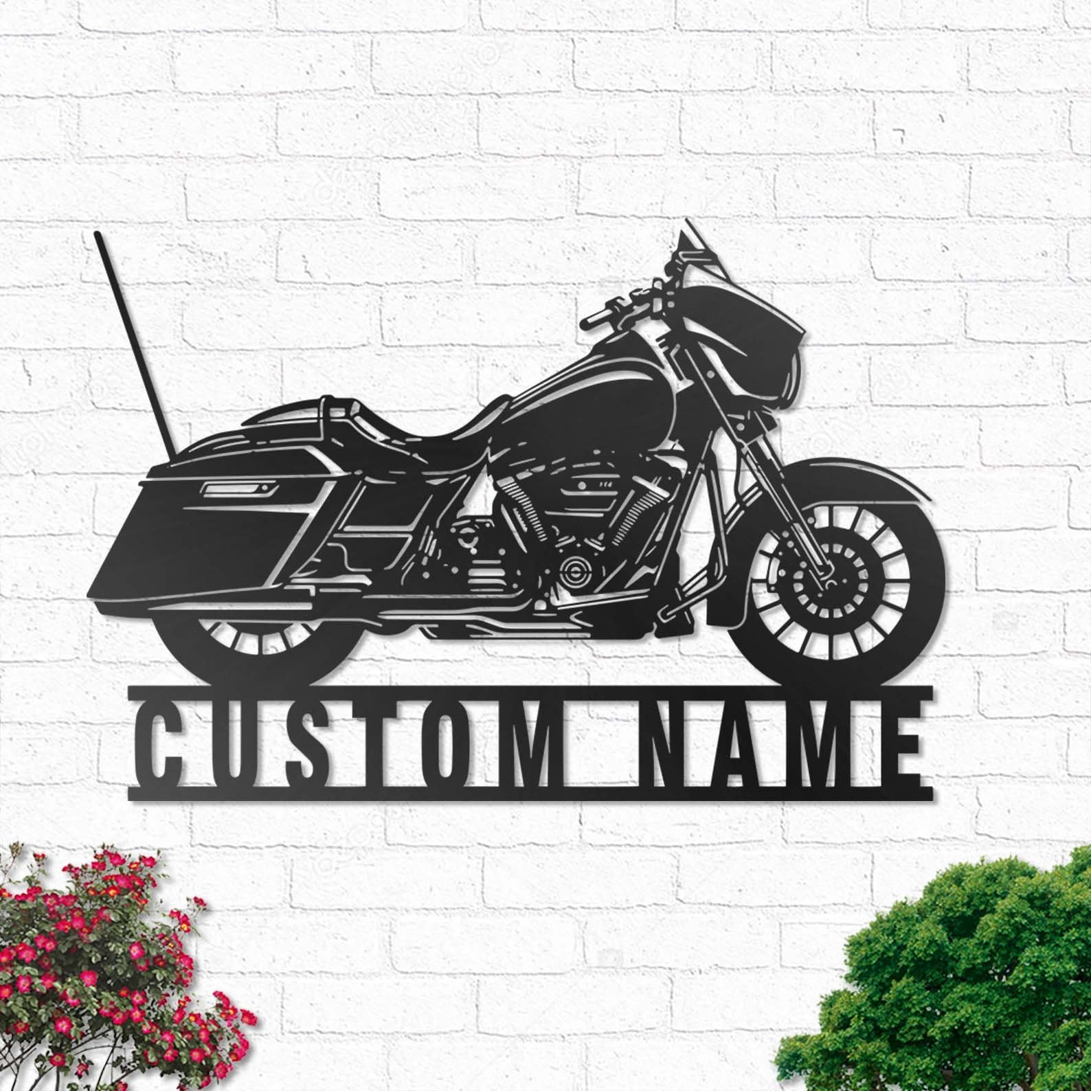 Custom Motorcycle Metal Wall Art , Personalized Motorcycle Garage Name Sign