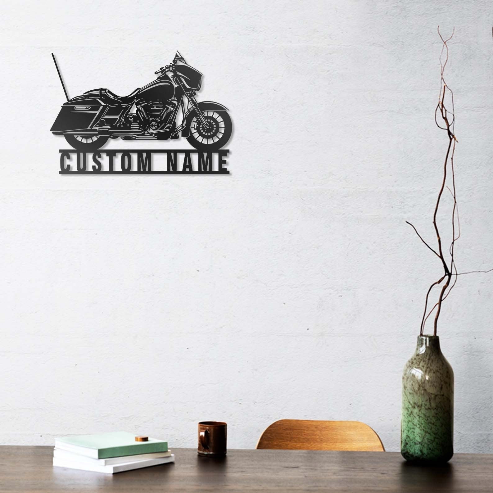 Custom Motorcycle Metal Wall Art , Personalized Motorcycle Garage Name Sign